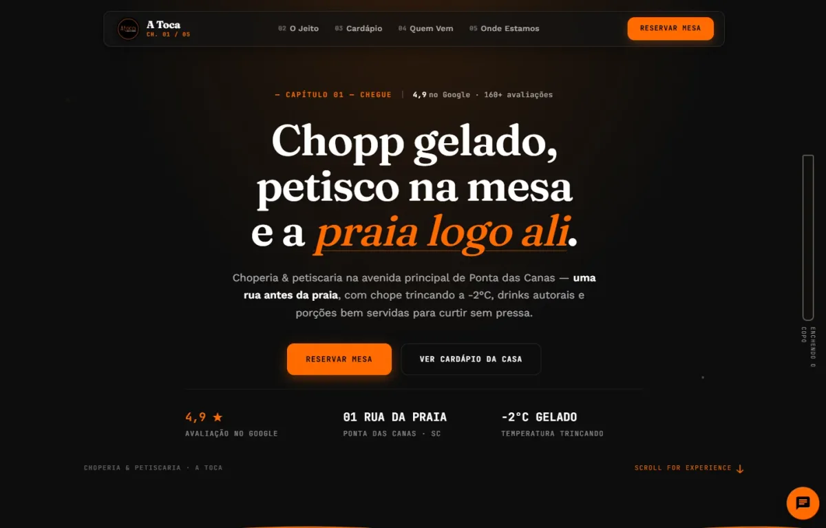 Demonstração do projeto A Toca Choperia e Petiscaria - CATÁLOGO DIGITAL & CONVERSÃO