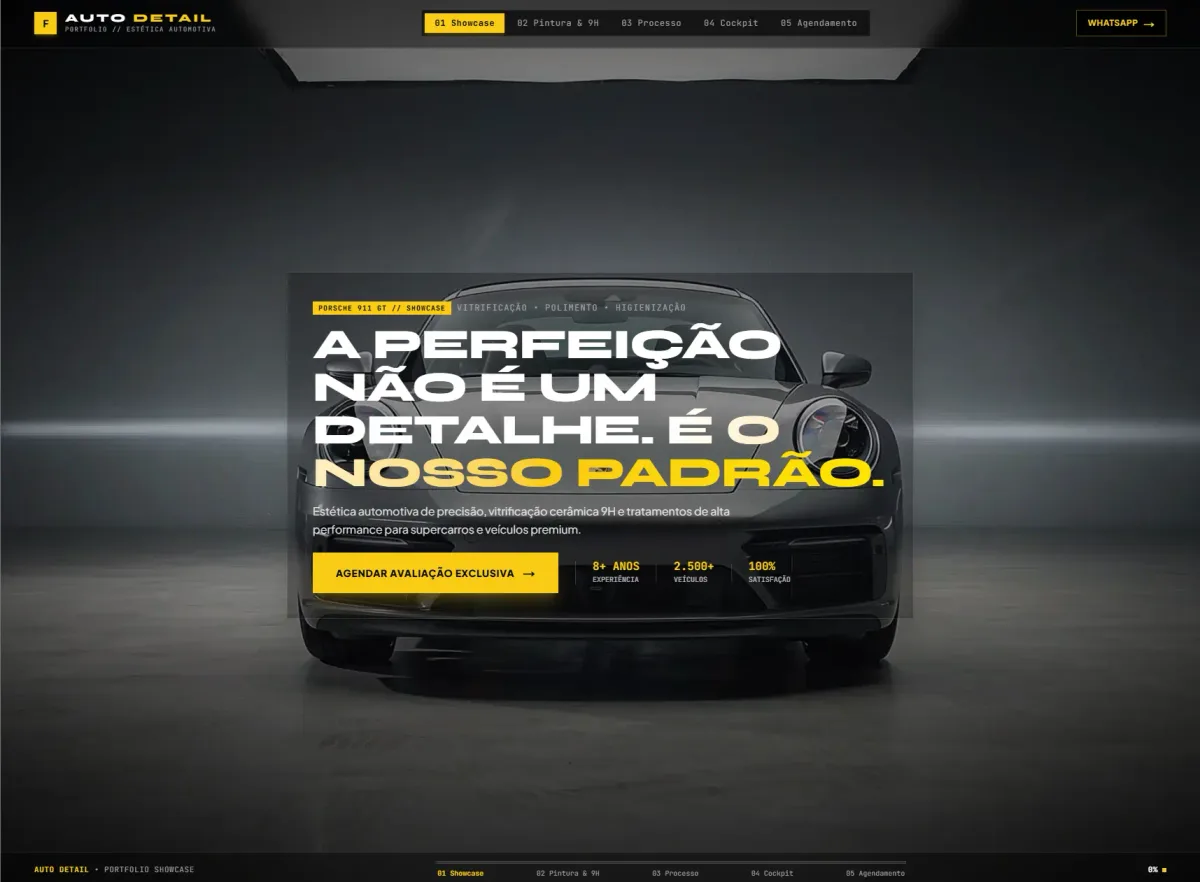 Demonstração do projeto Automotive Detail - POSICIONAMENTO HIGH-END & SERVIÇOS