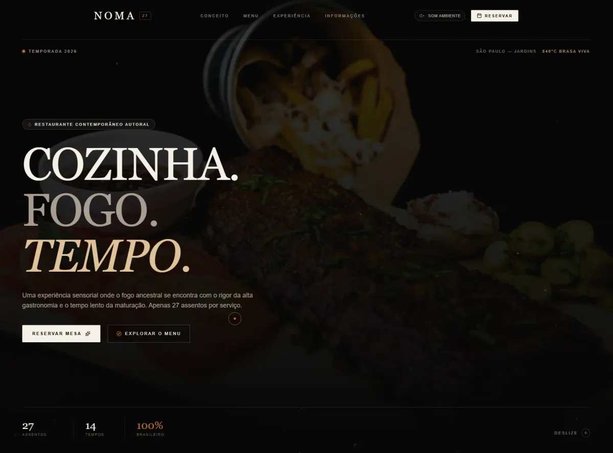 Demonstração do projeto Noma 27 - GASTRONOMIA & EXPERIÊNCIA DIGITAL