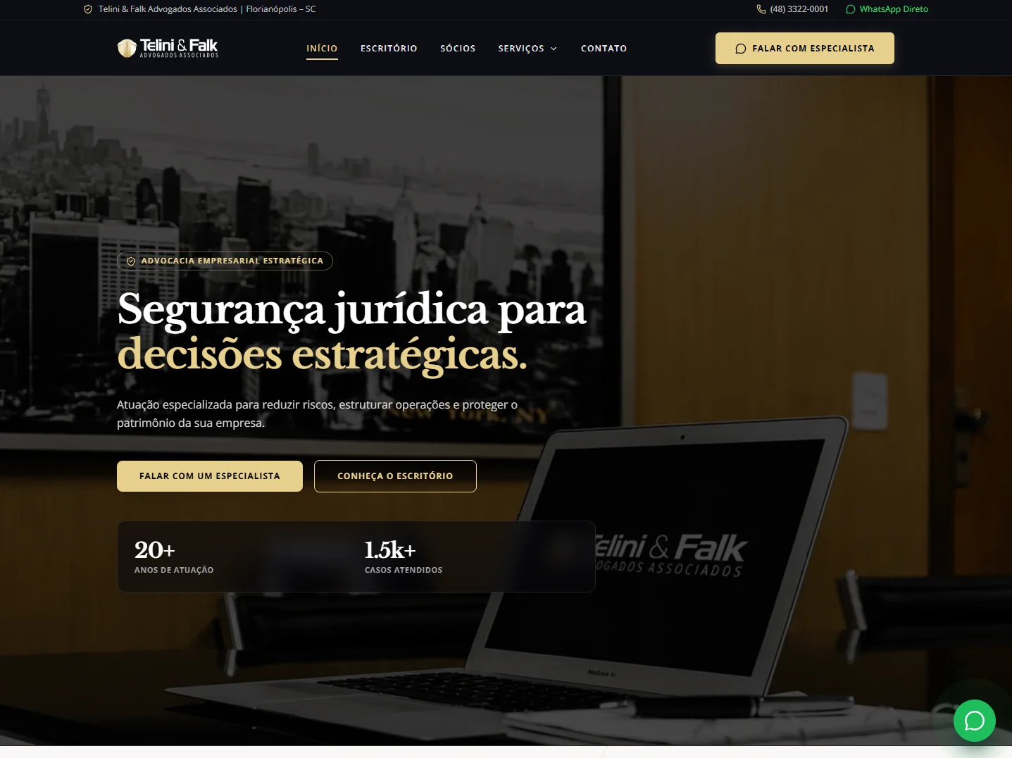 Demonstração do projeto Telini e Falk Advogados Associados - SITE INSTITUCIONAL & ADVOCACIA